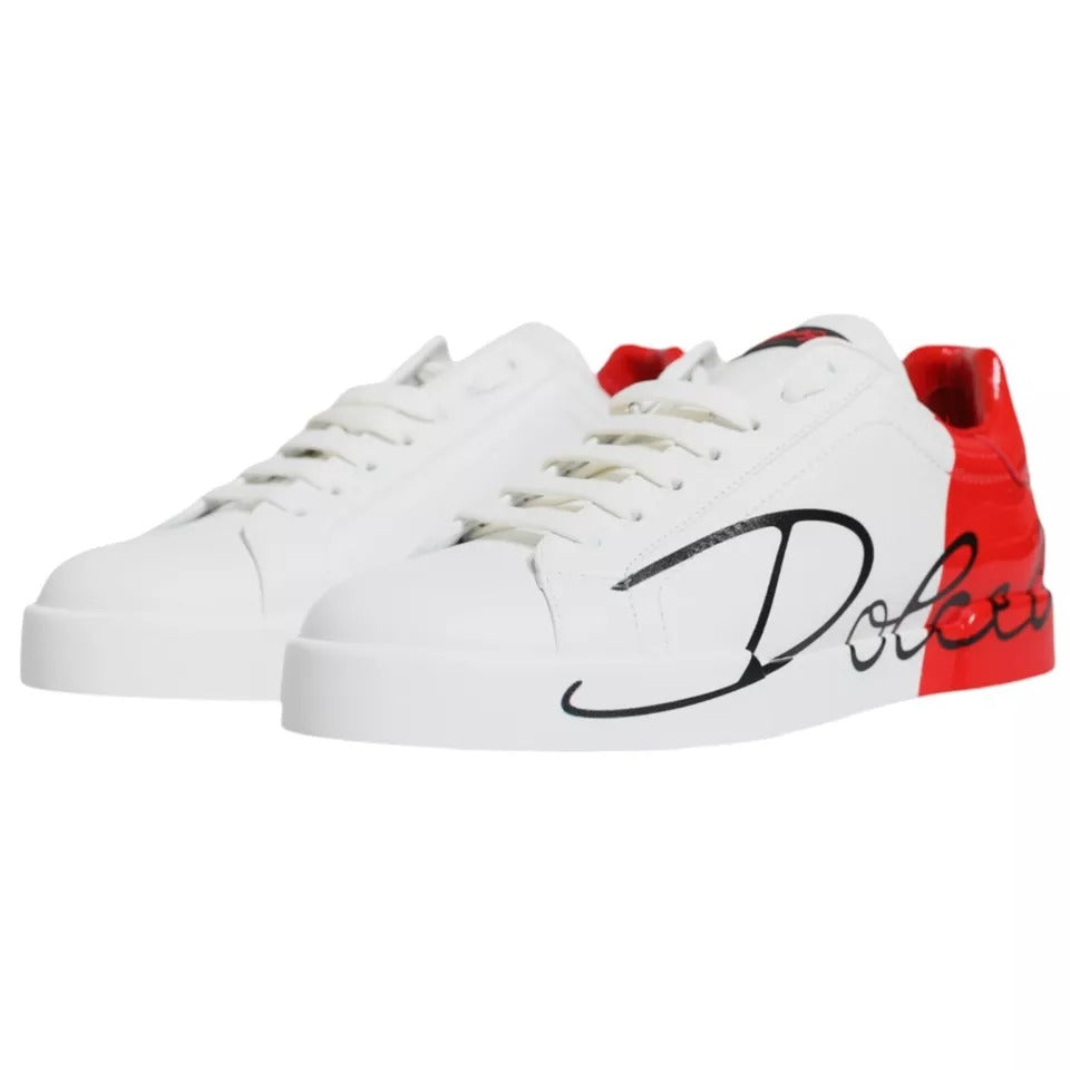 Dolce & Gabbana Weiß Rot Portofino Low Top Sneakers Schuhe
