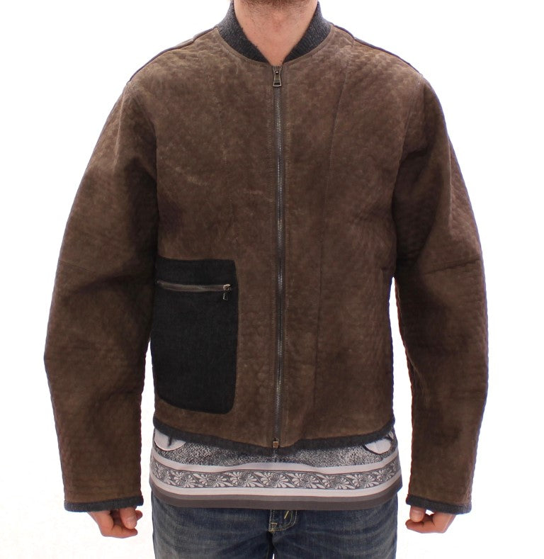 Dolce & Gabbana Elegante Jacke aus Leder- und Wollmischung