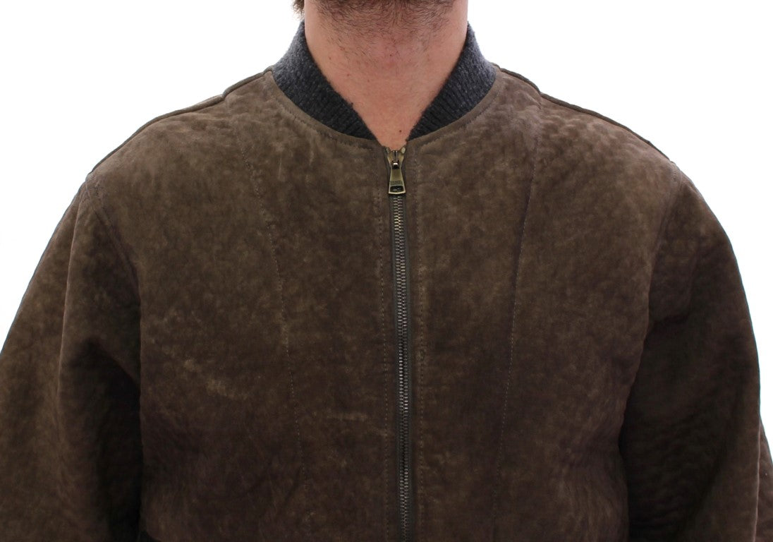 Dolce & Gabbana Elegante Jacke aus Leder- und Wollmischung