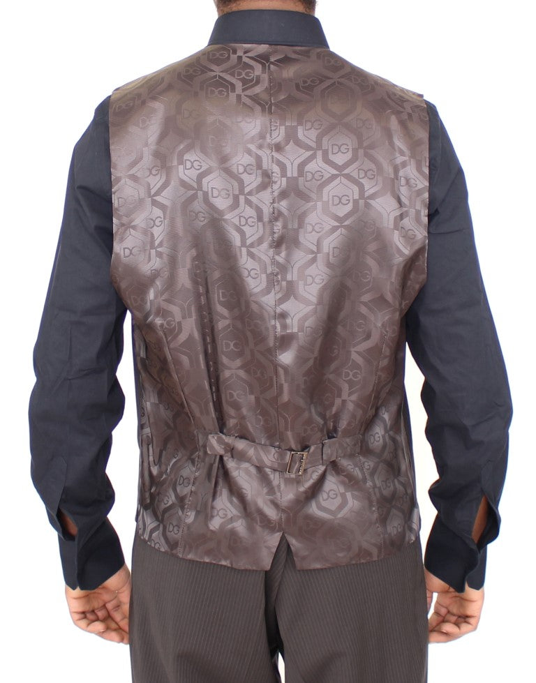 Dolce & Gabbana Elegante braun gestreifte Wollweste
