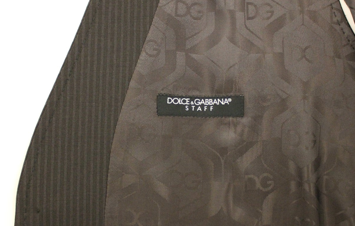 Dolce & Gabbana Elegante braun gestreifte Wollweste