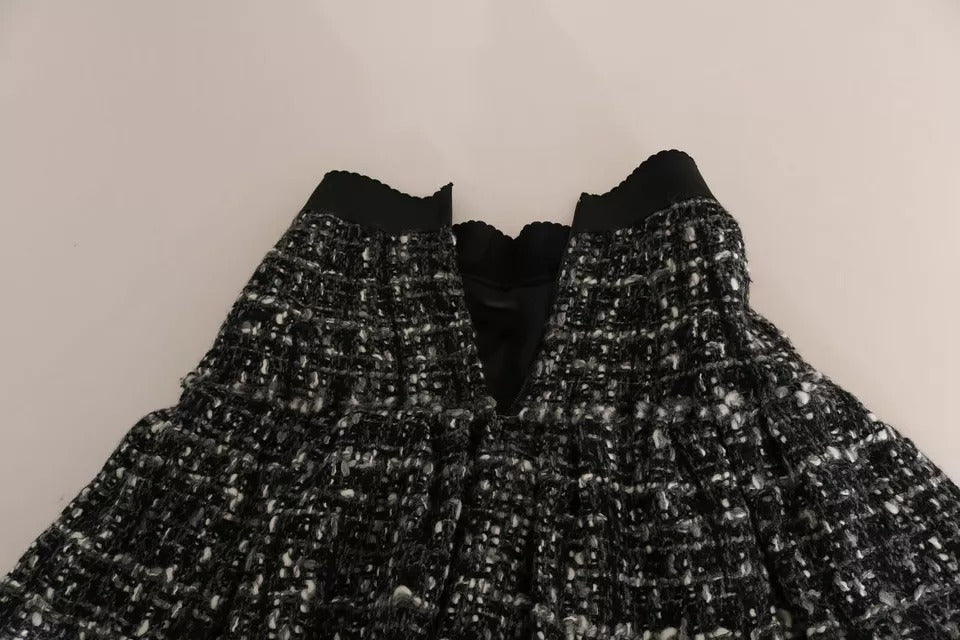 Dolce & Gabbana – Schwarz karierter Minirock aus Wolle mit Volantdetail