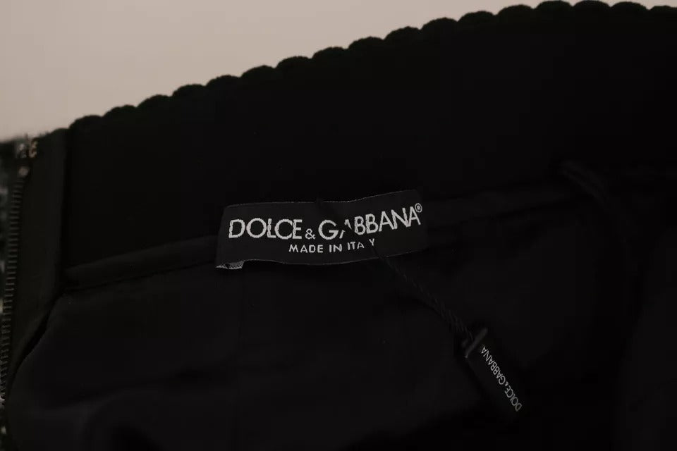 Dolce & Gabbana – Schwarz karierter Minirock aus Wolle mit Volantdetail