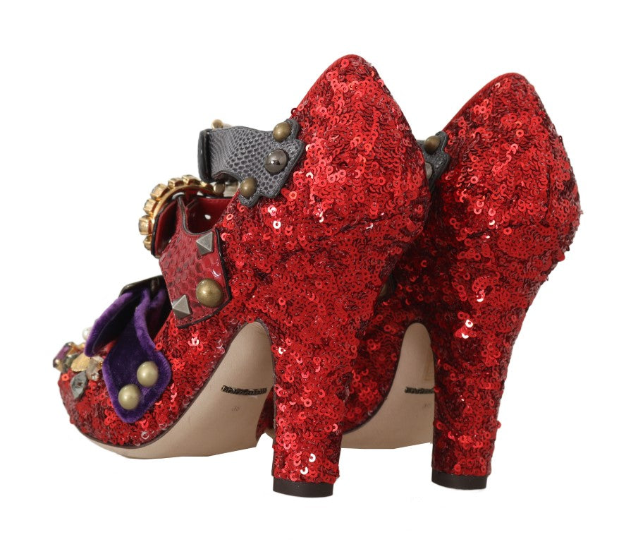 Dolce & Gabbana Rote Bellucci Alta Moda Pumps mit Verzierung