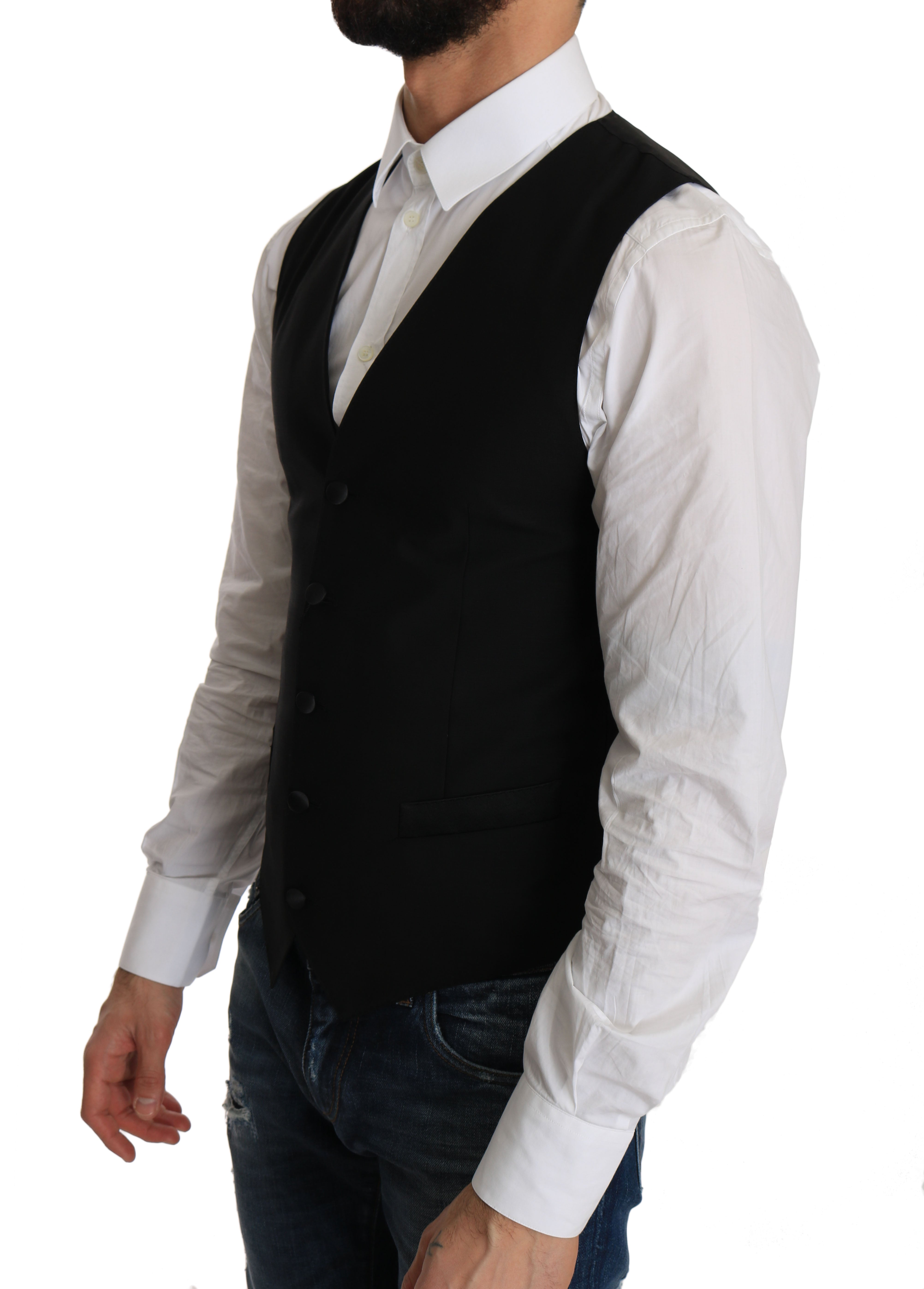 Dolce & Gabbana – Elegante Weste aus schwarzer Wollmischung