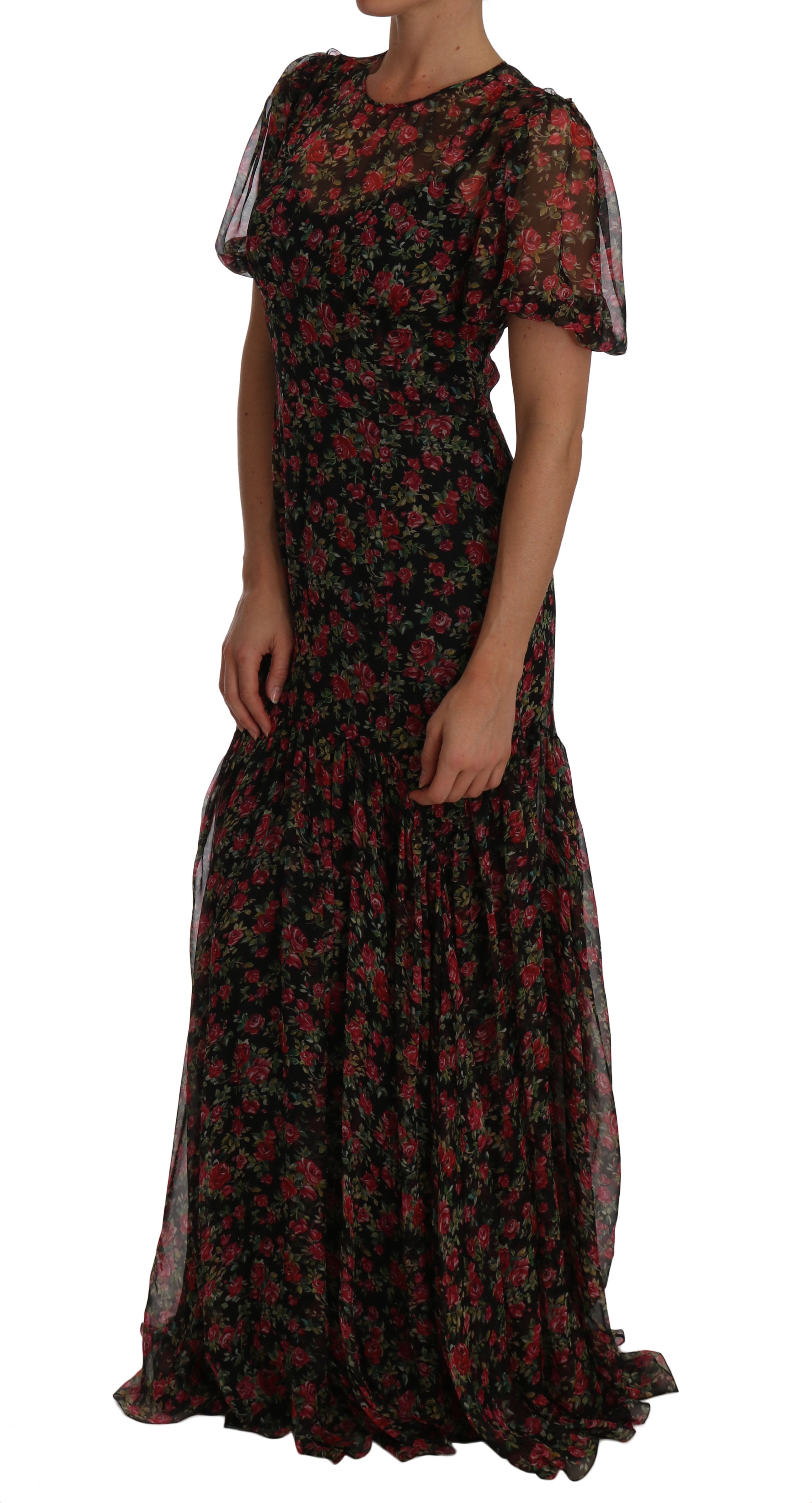 Dolce & Gabbana Elegantes A-Linien-Seidenkleid mit Blumenmuster