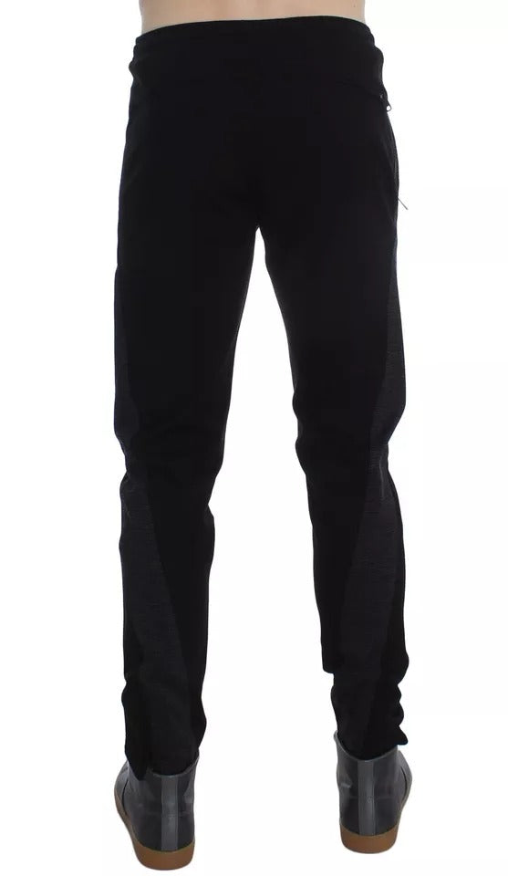 Dolce & Gabbana Schwarz Grau Wolle Casual Hose Streifen Hose