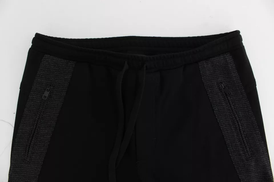 Dolce & Gabbana Schwarz Grau Wolle Casual Hose Streifen Hose