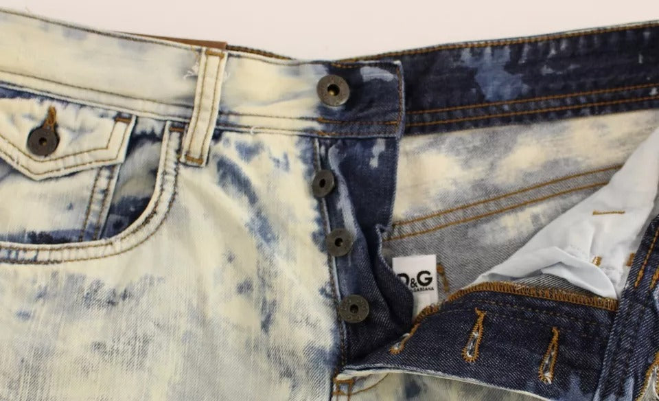 Pantaloni scurți din denim Dolce & Gabbana albaștri D&G din bumbac spălat