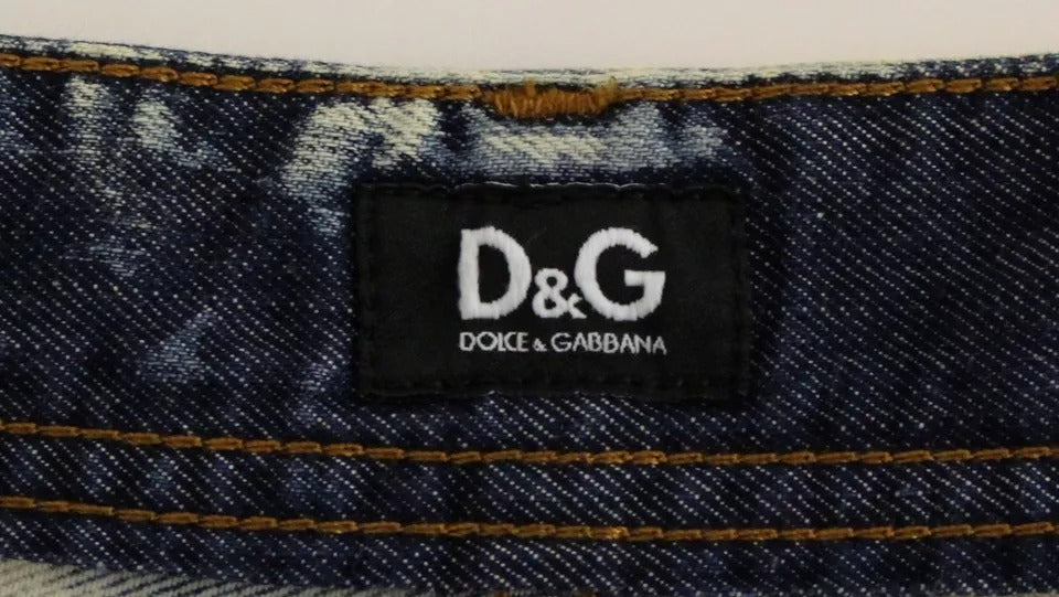 Pantaloni scurți din denim Dolce & Gabbana albaștri D&G din bumbac spălat
