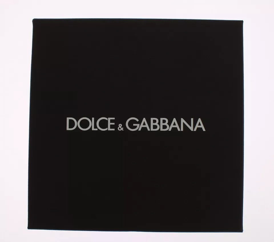 Breloc Dolce & Gabbana cu lanț de identificare din piele maro-aurie cu rafie