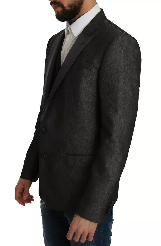 Dolce & Gabbana Grauer MARTINI 2-teiliger Weste-Mantel-Blazer