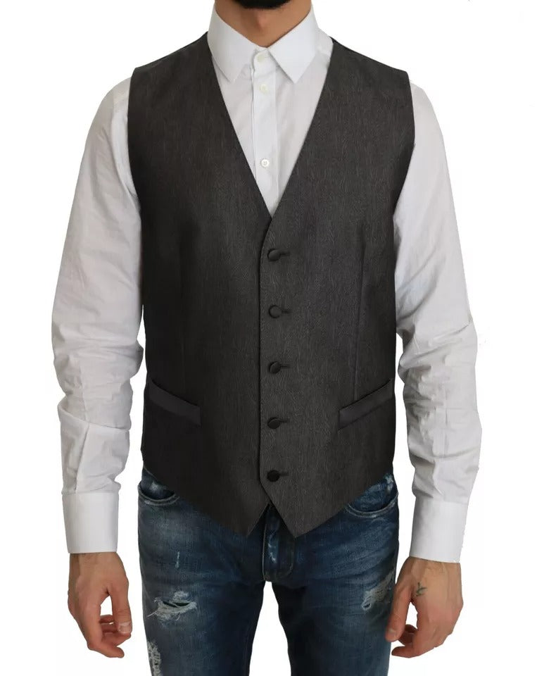Dolce & Gabbana Grauer MARTINI 2-teiliger Weste-Mantel-Blazer