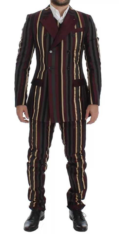 Costum Dolce & Gabbana cu dungi multicolore, croială slim fit din 3 piese