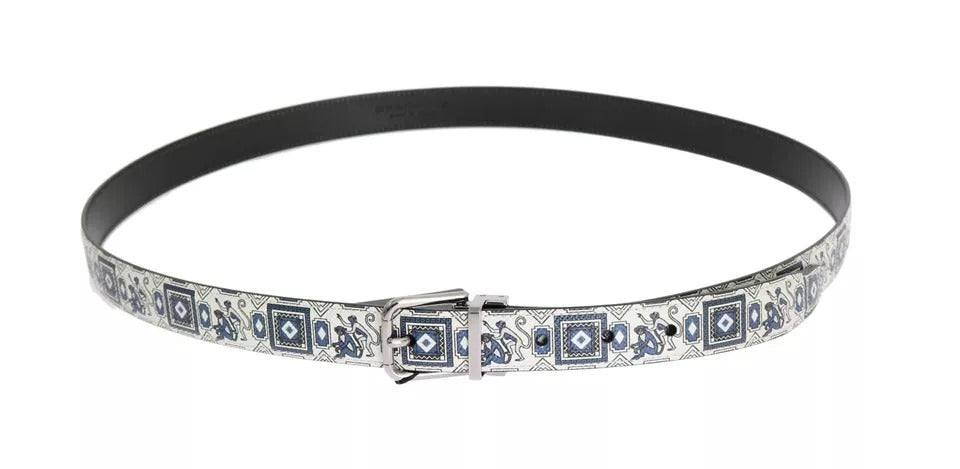 Set cadou Dolce & Gabbana curea din piele și papion din mătase albă și albastră