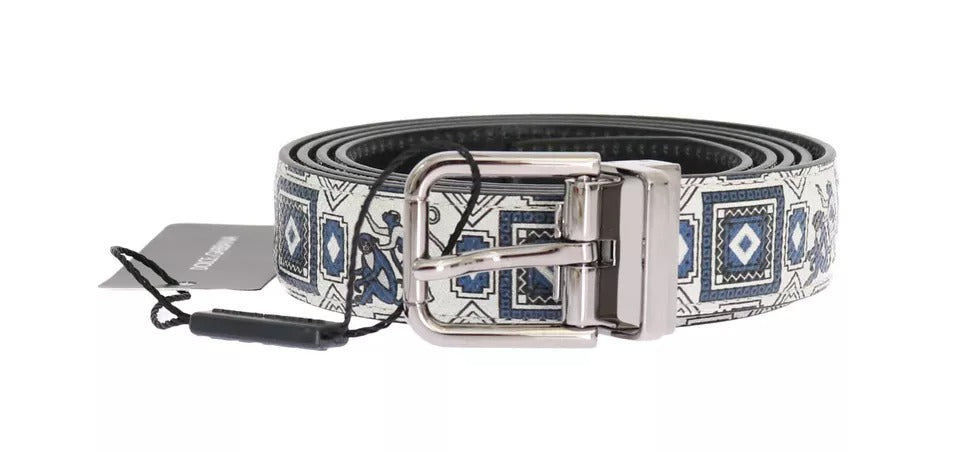 Set cadou Dolce & Gabbana curea din piele și papion din mătase albă și albastră