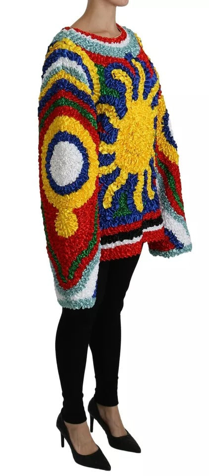 Dolce & Gabbana Mehrfarbiger Sonnen-Rüschentop-Bluse-Pullover
