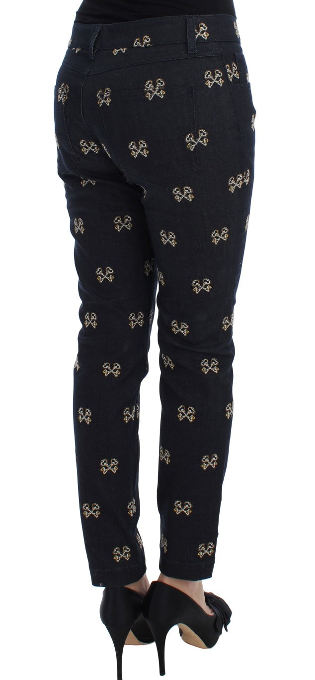 Dolce & Gabbana – Elegante Slim-Fit-Jeans aus besticktem Denim