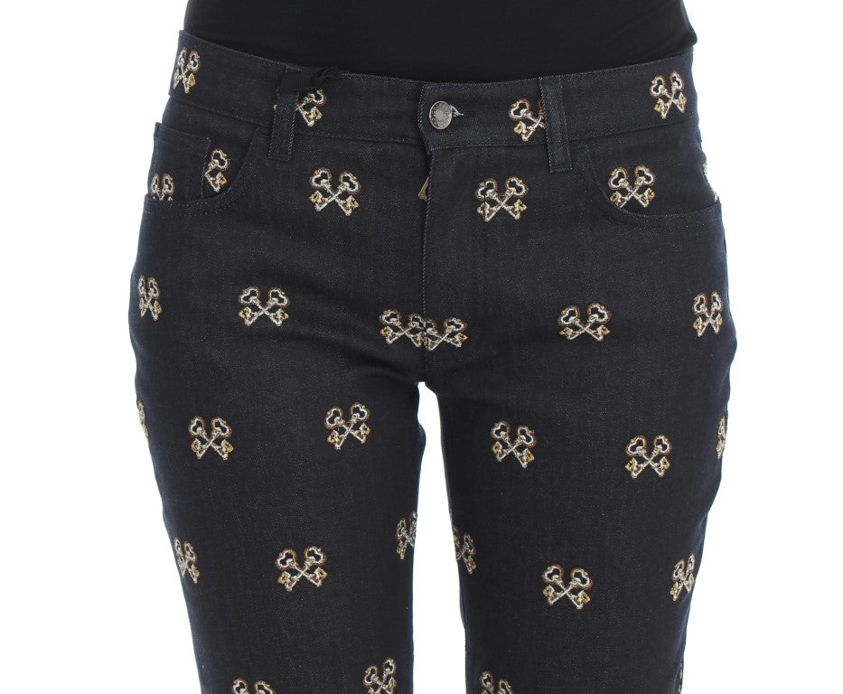 Dolce & Gabbana – Elegante Slim-Fit-Jeans aus besticktem Denim