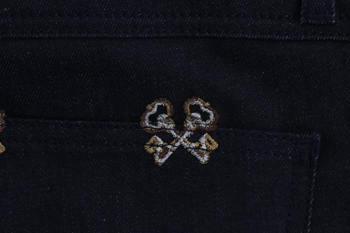 Dolce & Gabbana – Elegante Slim-Fit-Jeans aus besticktem Denim