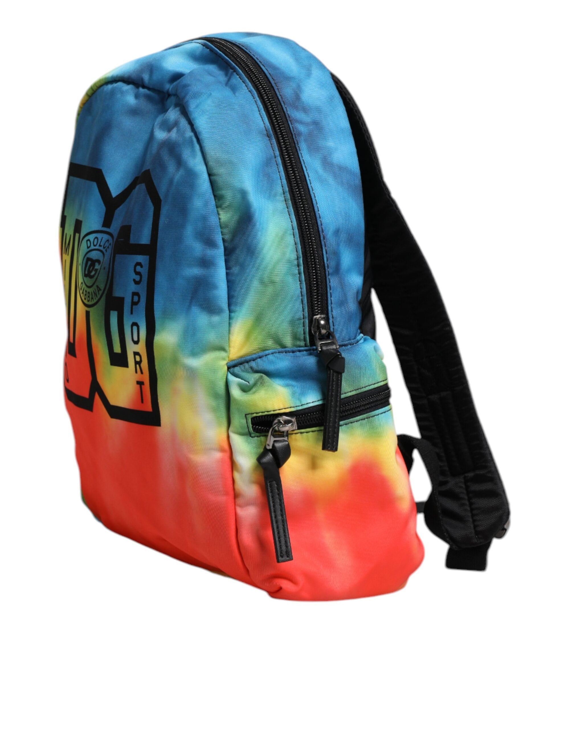 Dolce & Gabbana – Mehrfarbiger Rucksack aus Nylon mit Batikmuster und Logo-Print für Kinder