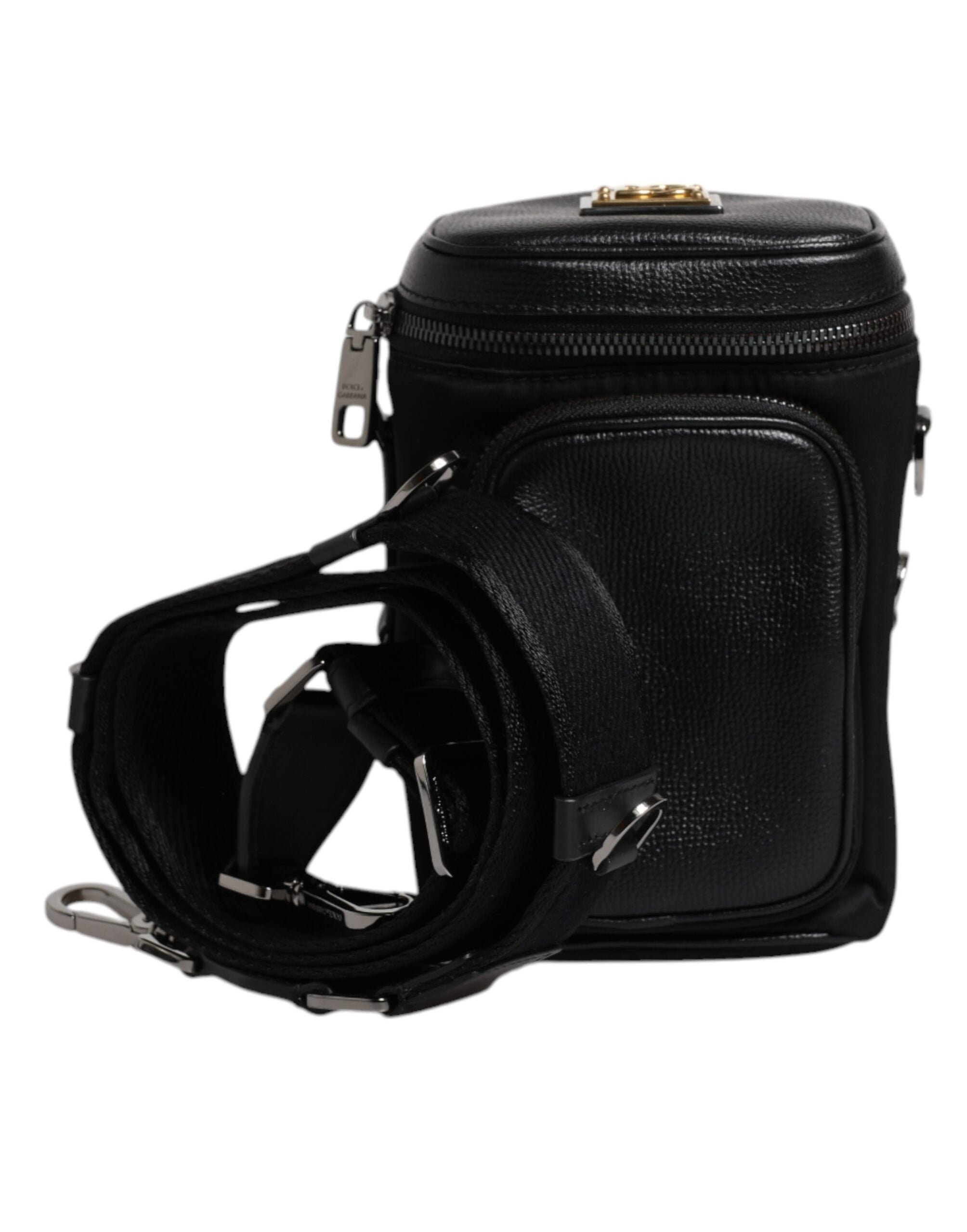 Dolce & Gabbana – Schwarze Umhängetasche aus Leder mit Logo