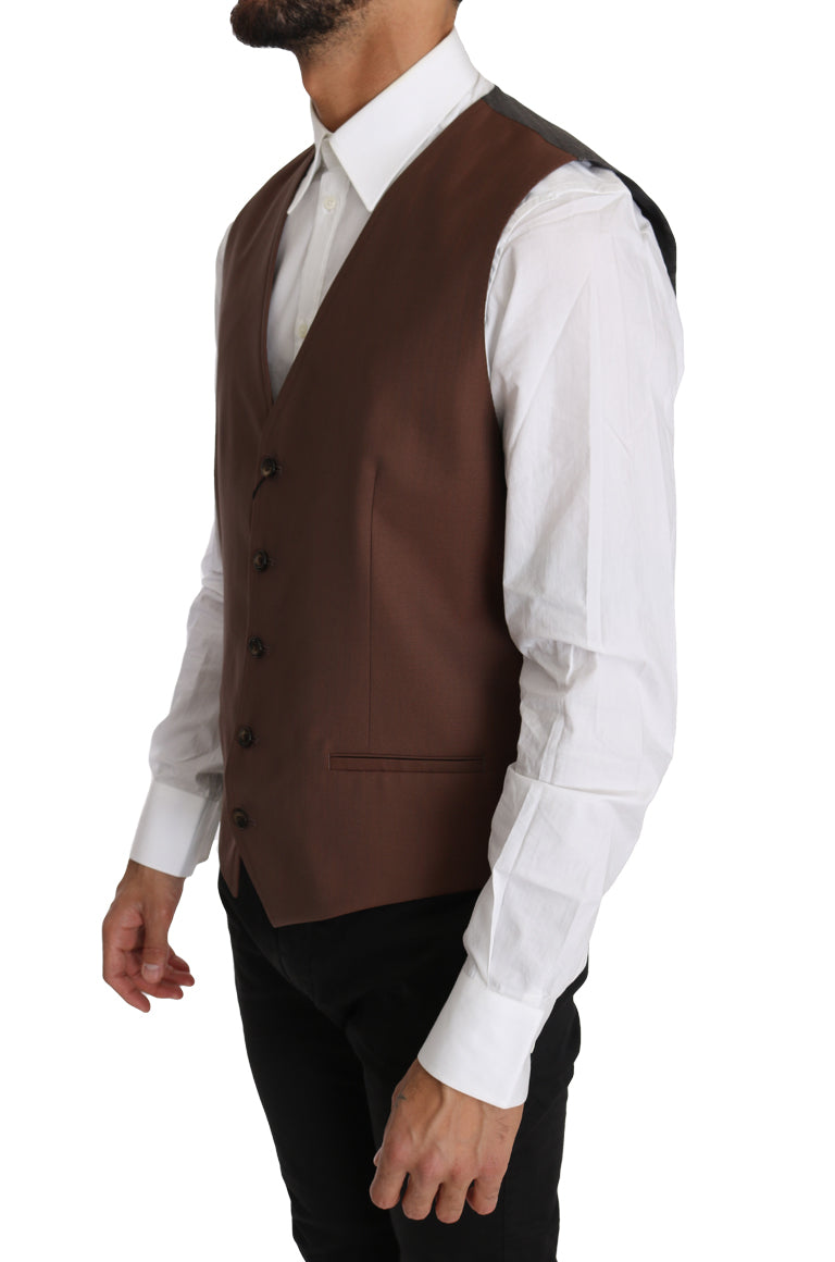 Dolce & Gabbana – Elegante Weste in Bronze und Grau im Slim Fit