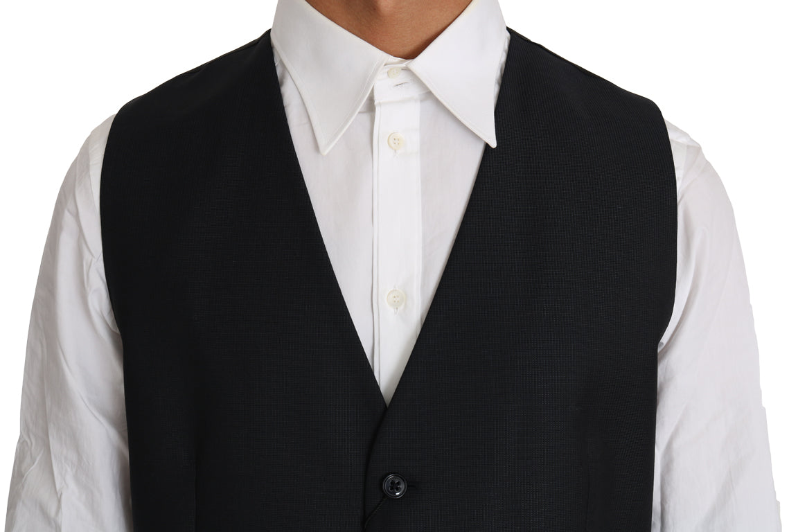 Dolce & Gabbana Elegante graue Slim-Fit Weste aus Wolle und Seide