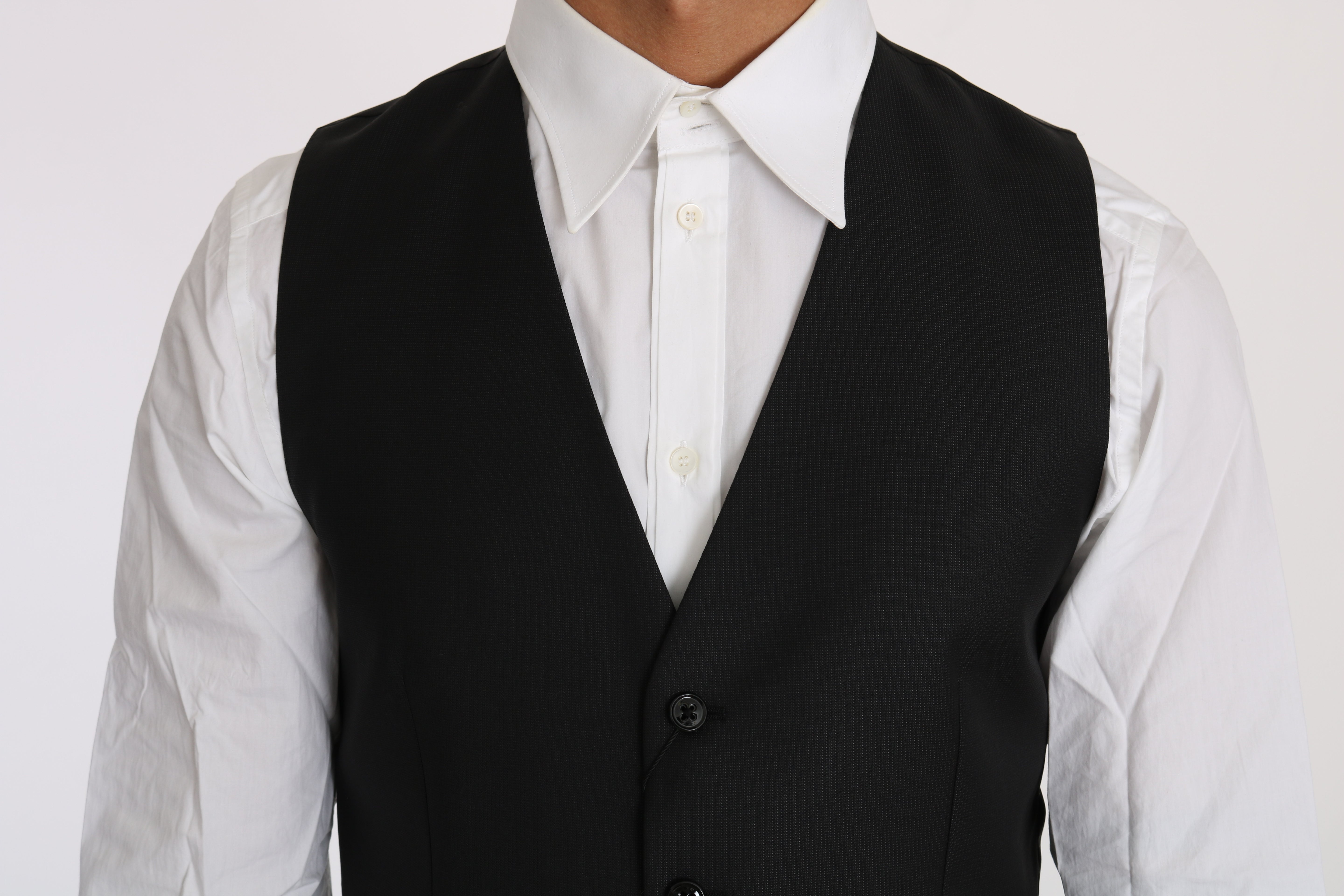 Dolce & Gabbana – Elegante Weste aus schwarzer Wolle und Seide