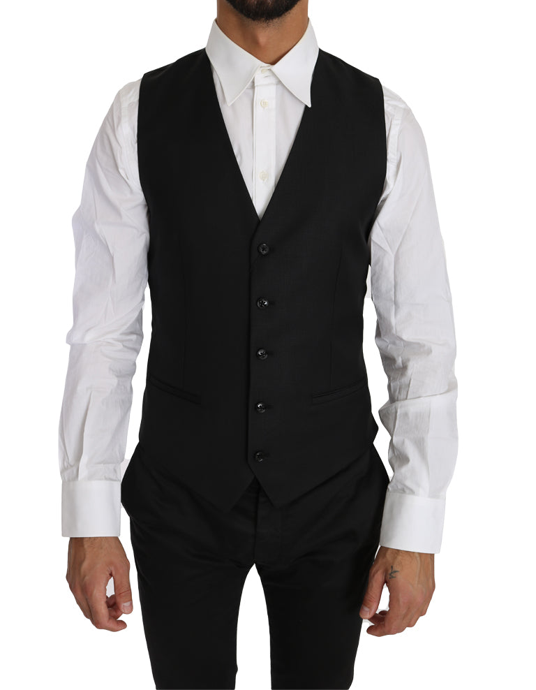 Dolce & Gabbana – Elegante Weste aus schwarzer Wolle und Seide