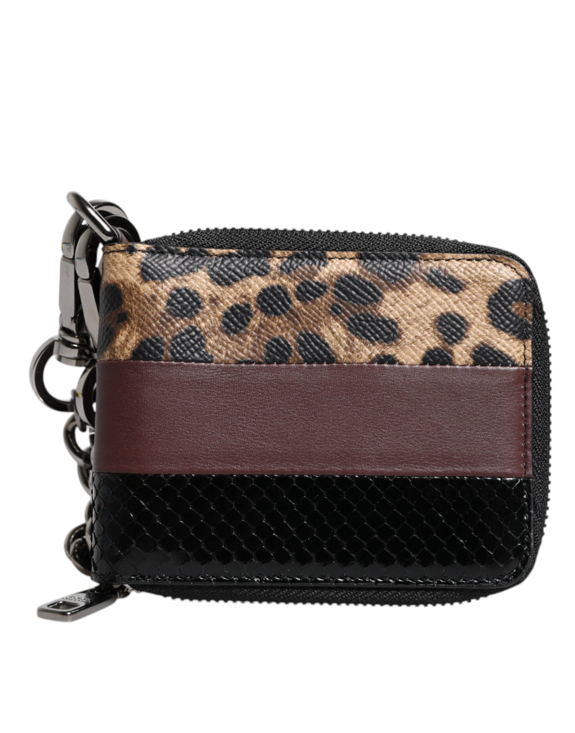 Dolce & Gabbana Mehrfarbiges DG-Kartenetui aus Leopardenleder