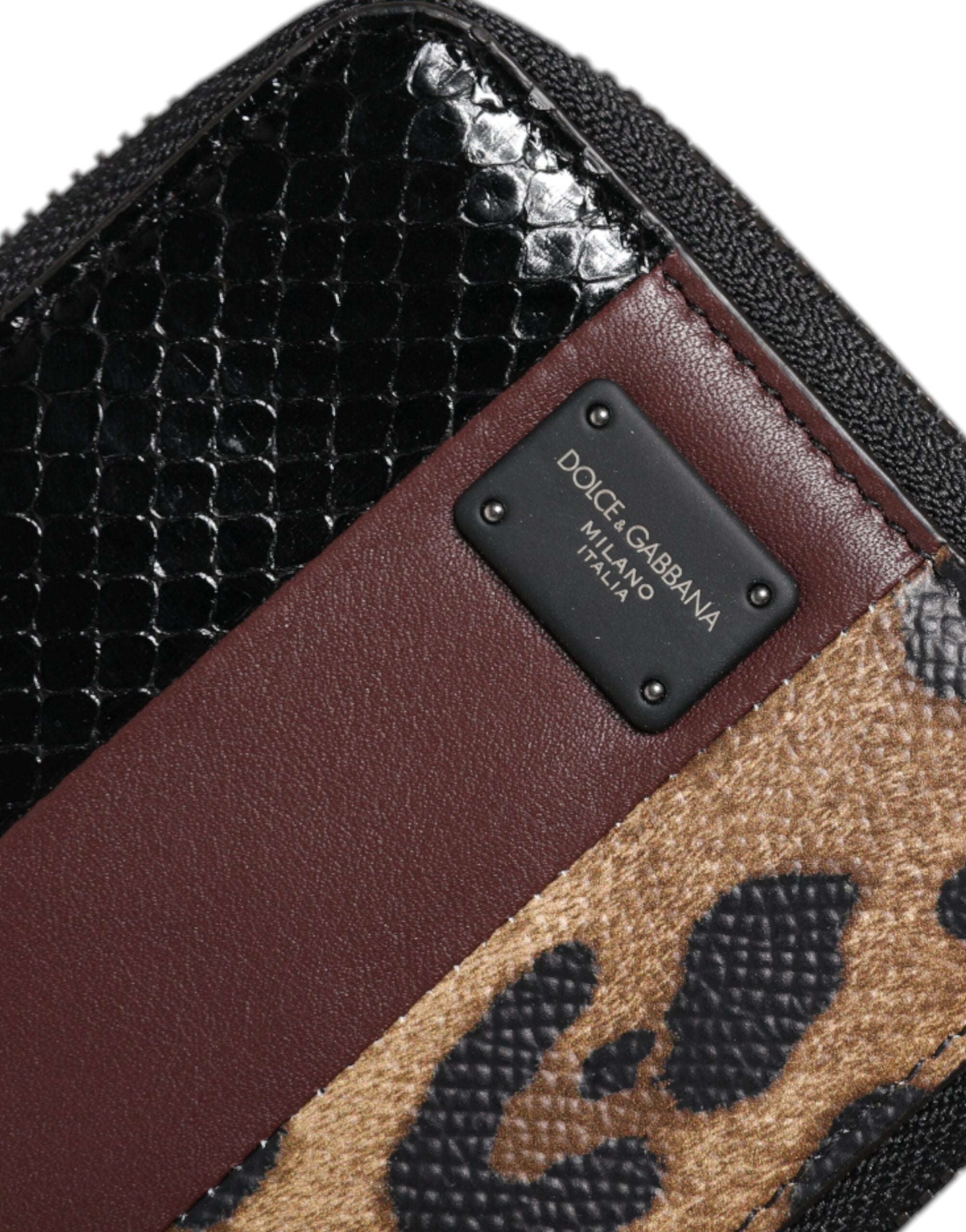 Dolce & Gabbana Mehrfarbiges DG-Kartenetui aus Leopardenleder