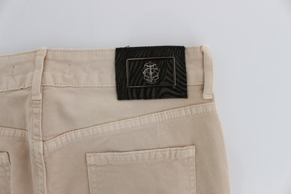 Blugi Cavalli bej din bumbac elastic slim fit