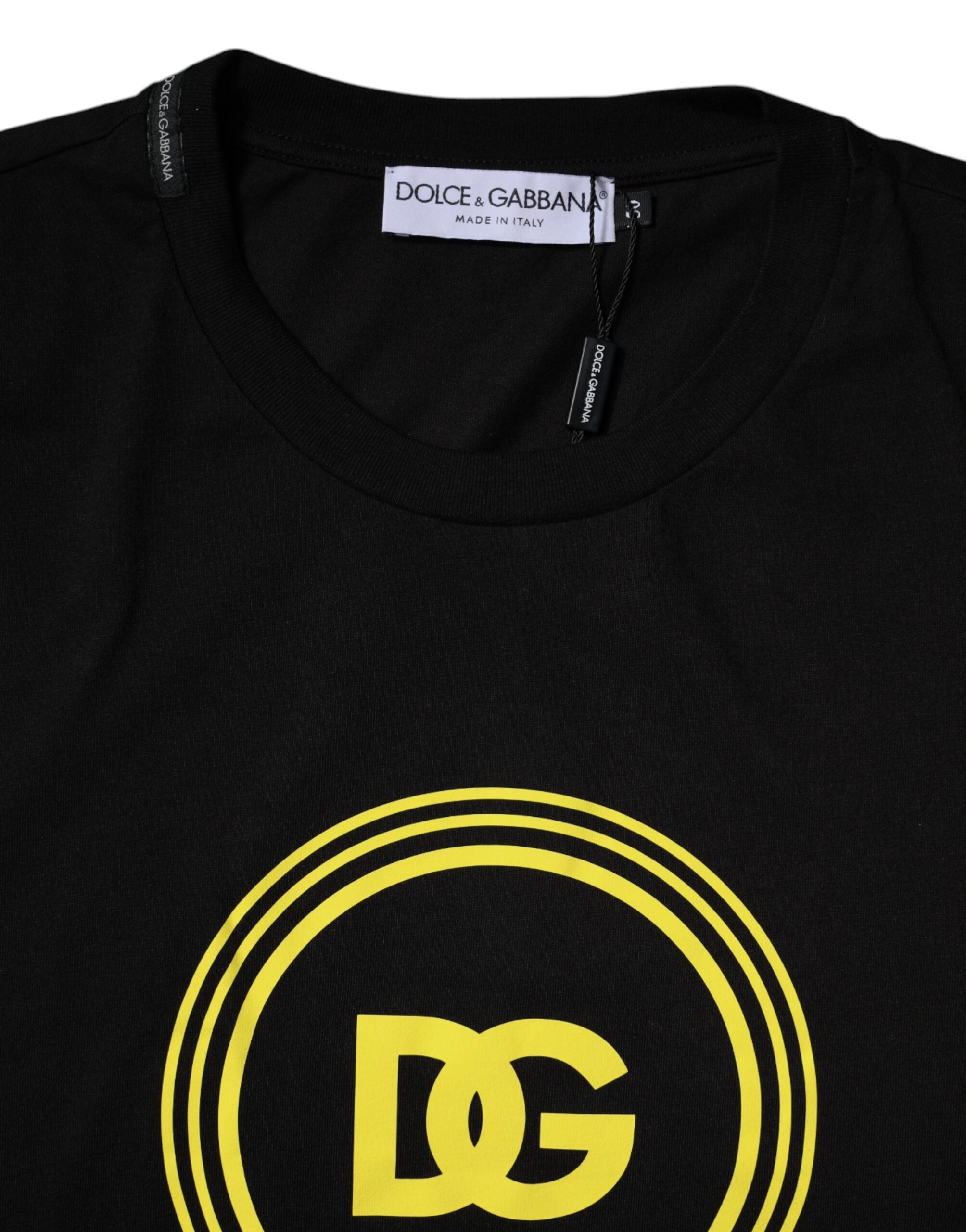 Tricou Dolce & Gabbana cu guler rotund din bumbac și imprimeu cu logo negru