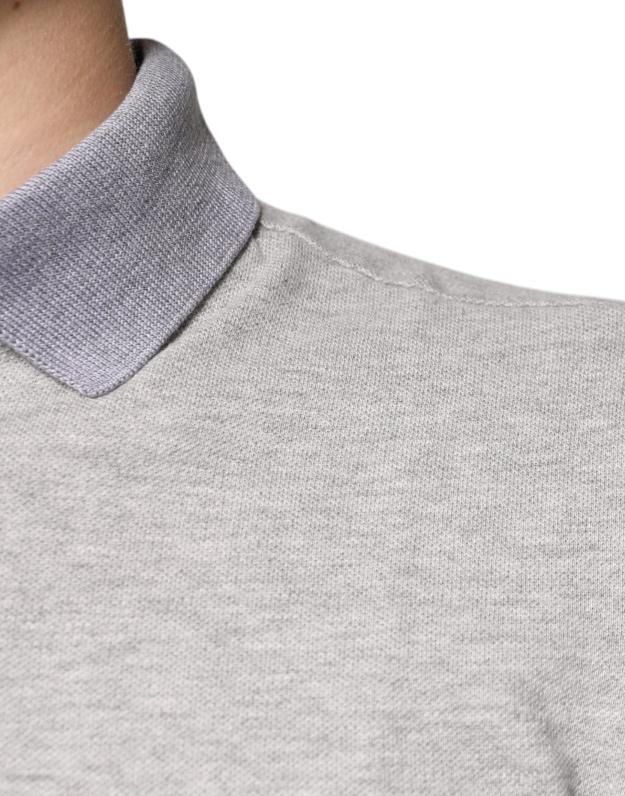 Dolce & Gabbana Tricou polo gri cu guler și mânecă scurtă pentru bărbați