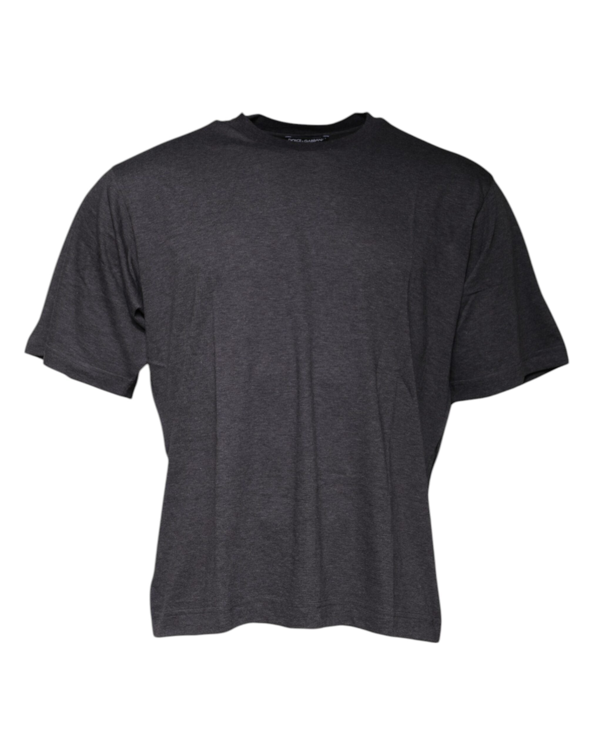 Tricou Dolce & Gabbana gri închis cu guler rotund și mânecă scurtă