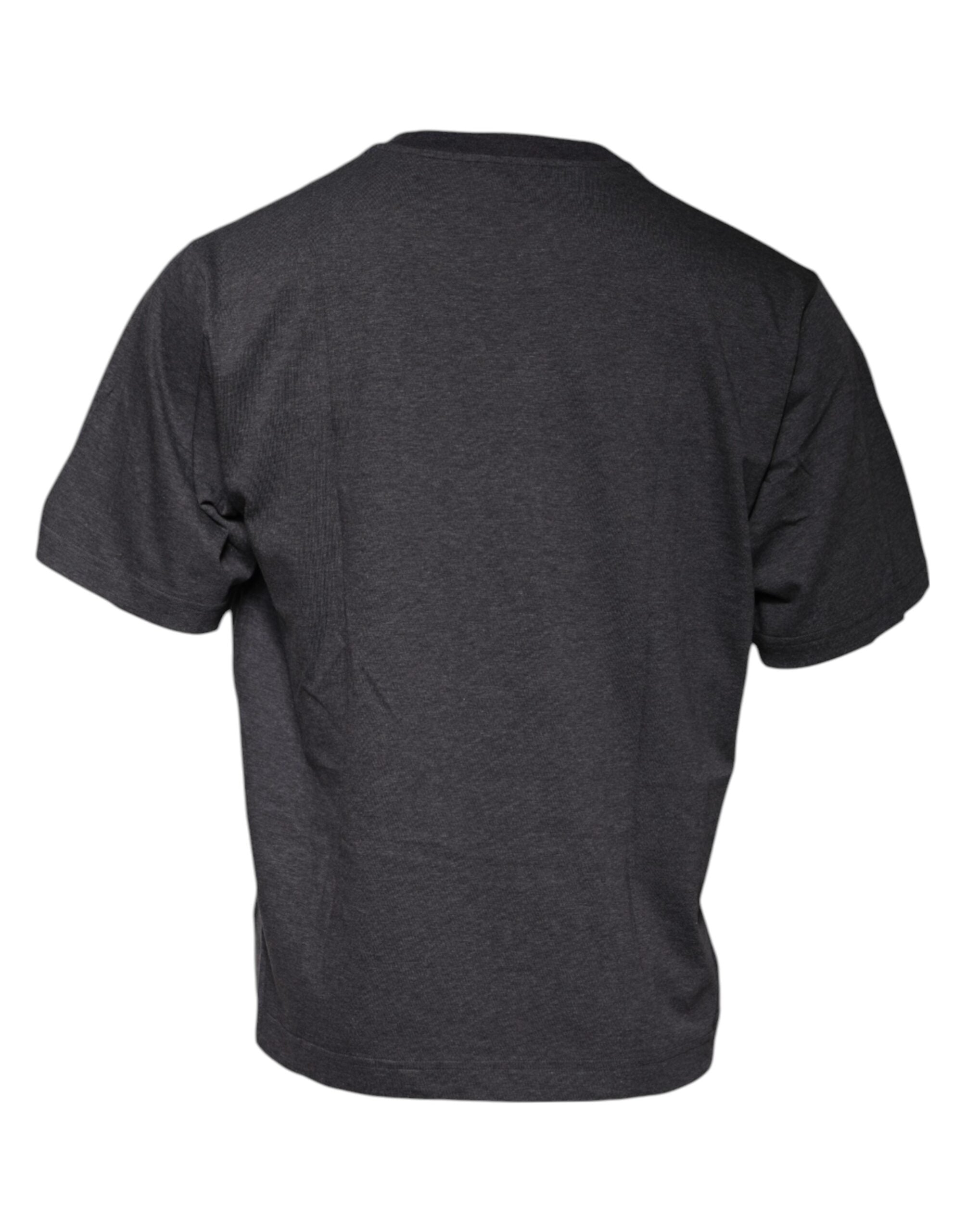 Tricou Dolce & Gabbana gri închis cu guler rotund și mânecă scurtă