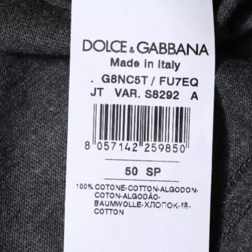 Tricou Dolce & Gabbana gri închis cu guler rotund și mânecă scurtă