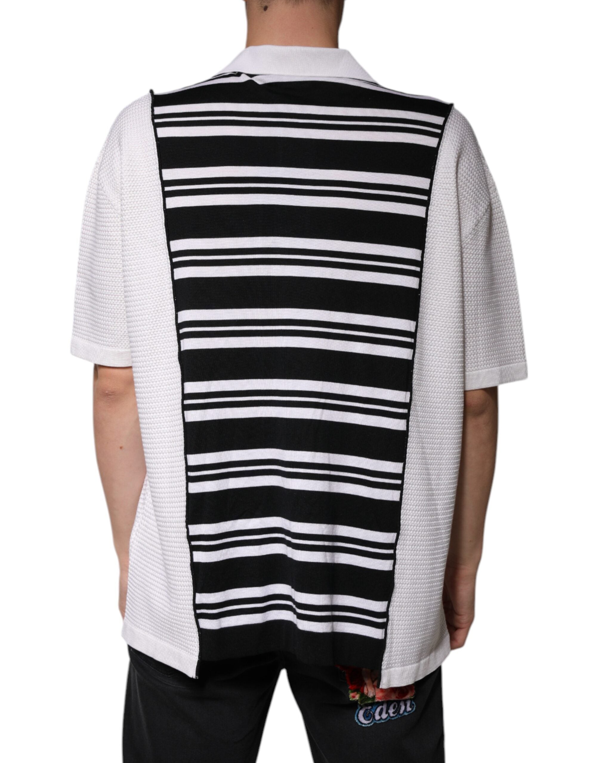 Dolce & Gabbana – Poloshirt mit Kragen und schwarzen und weißen Streifen
