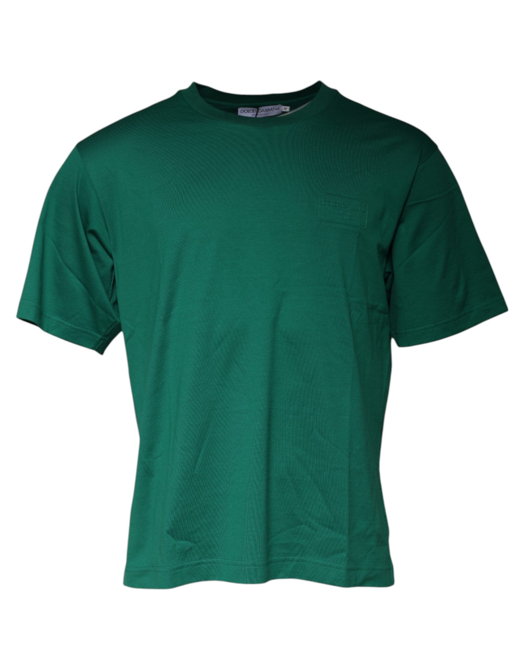 Tricou Dolce & Gabbana cu mânecă scurtă și guler rotund și logo verde