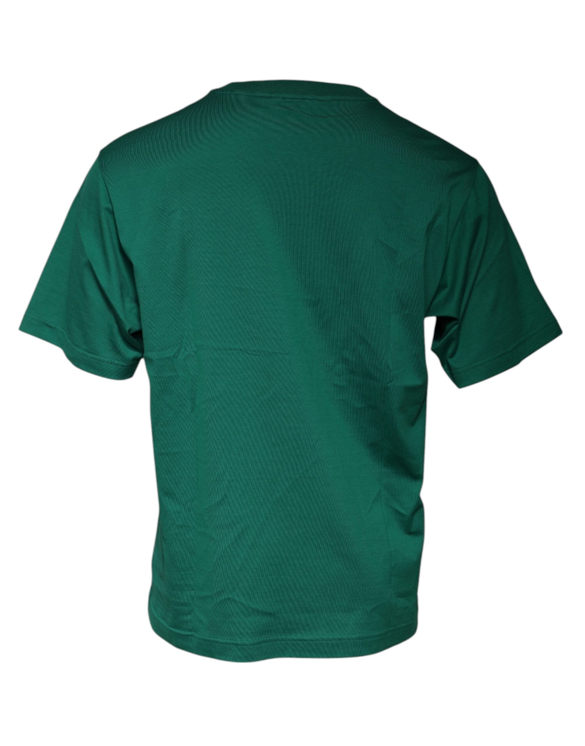 Tricou Dolce & Gabbana cu mânecă scurtă și guler rotund și logo verde
