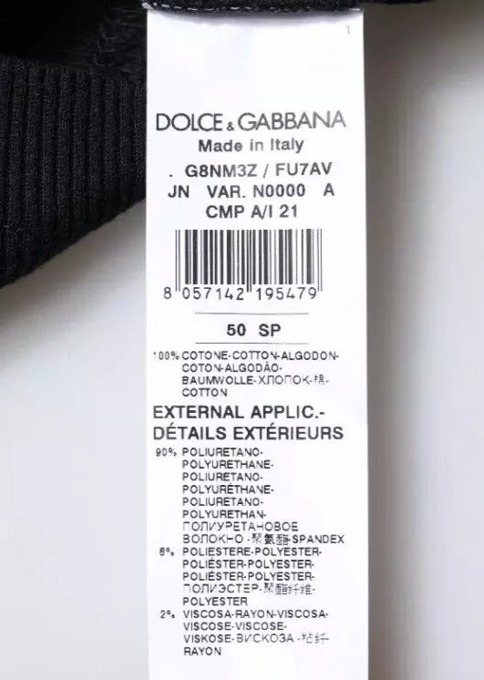 Tricou Dolce & Gabbana negru din bumbac, fără mâneci, cu guler rotund