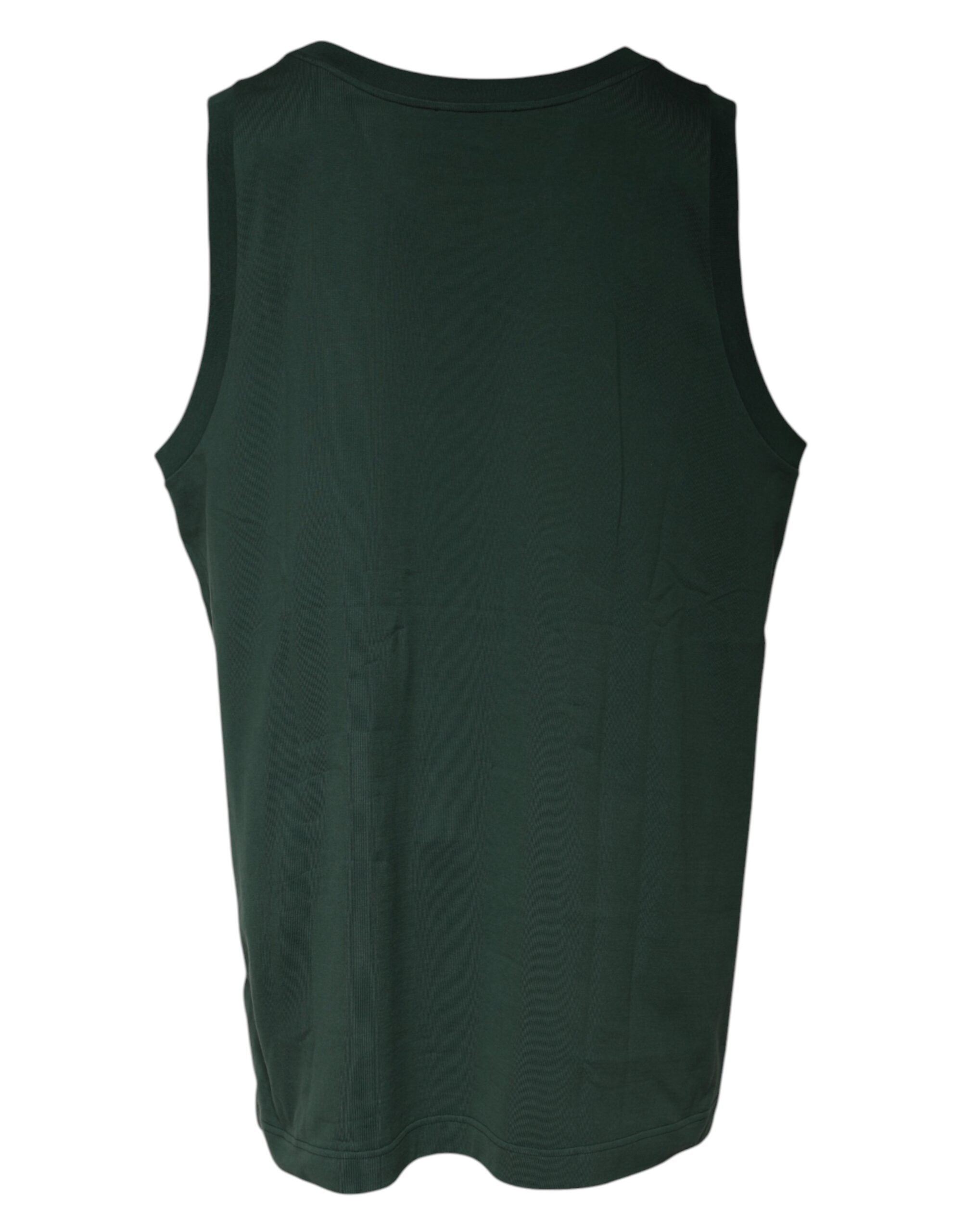 Tricou Dolce & Gabbana verde cu guler rotund și fără mâneci DG