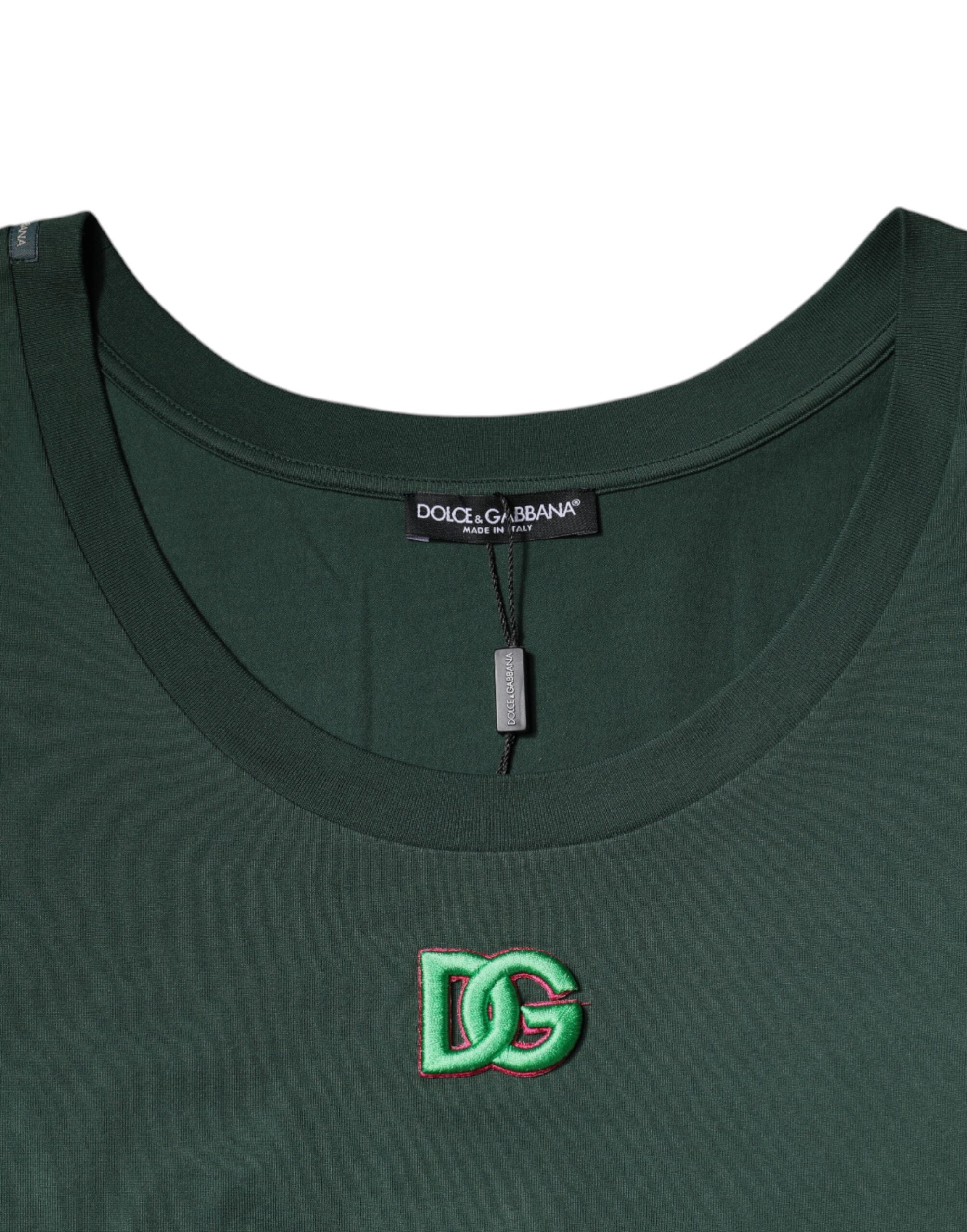Tricou Dolce & Gabbana verde cu guler rotund și fără mâneci DG