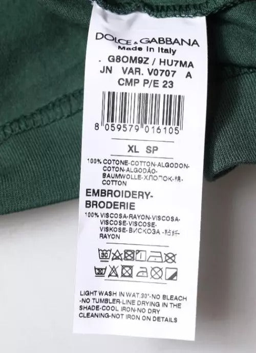 Tricou Dolce & Gabbana verde cu guler rotund și fără mâneci DG
