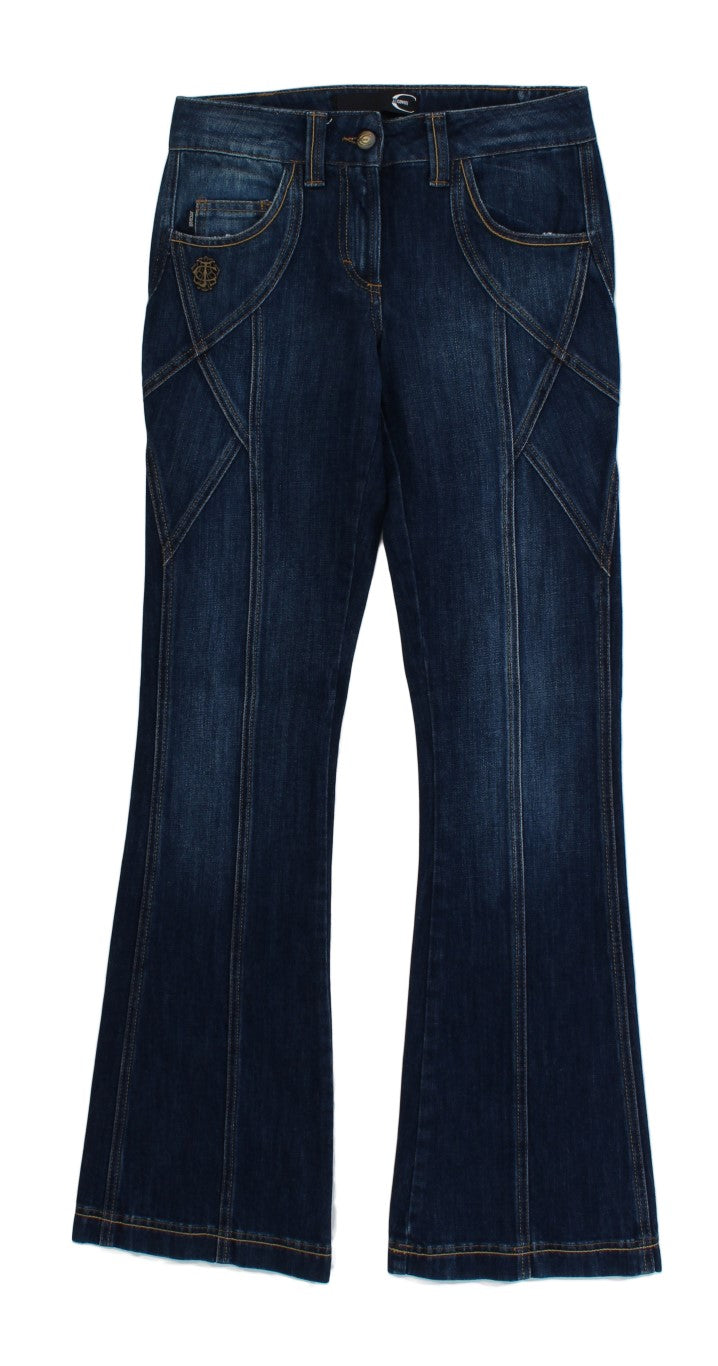Cavalli Eleganter Flare Leg Low Waist Denim