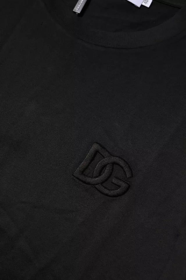 Dolce & Gabbana – Schwarzes T-Shirt aus Baumwolle mit Rundhalsausschnitt und kurzen Ärmeln