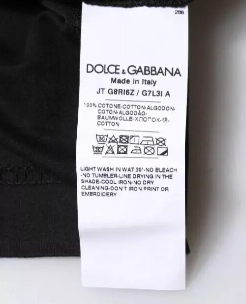 Dolce & Gabbana – Schwarzes T-Shirt aus Baumwolle mit Rundhalsausschnitt und kurzen Ärmeln