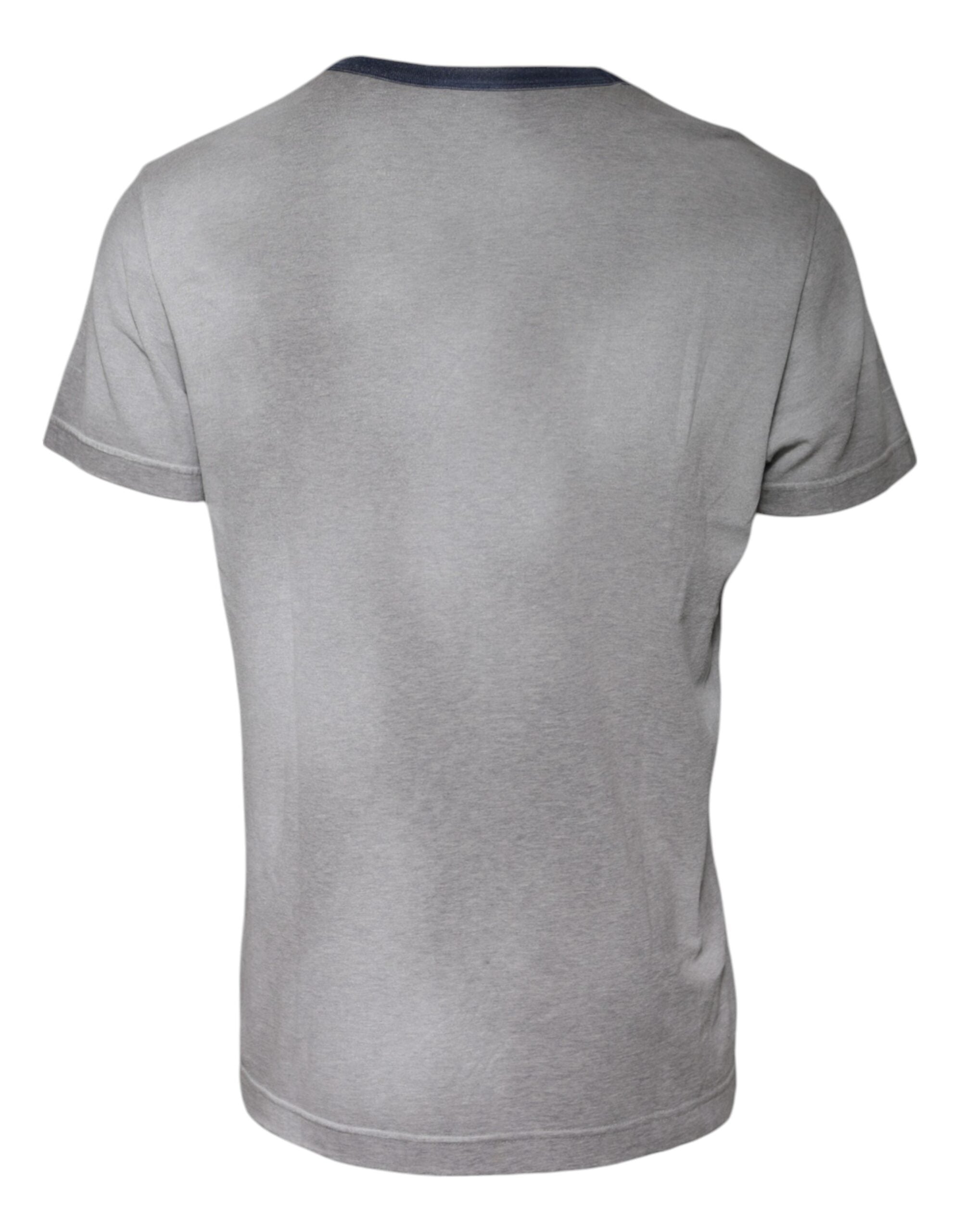 Dolce & Gabbana – Graues Baumwoll-T-Shirt mit Rundhalsausschnitt und Logo-Print