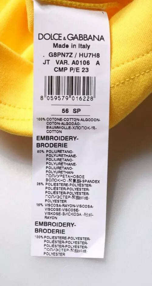Dolce & Gabbana – Gelbes T-Shirt mit Rundhalsausschnitt und kurzen Ärmeln
